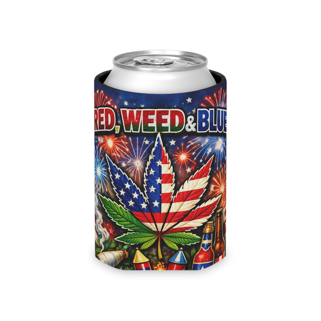 4th of July + 420 Can Cooler — Patriotic Cannabis Beverage Insulator