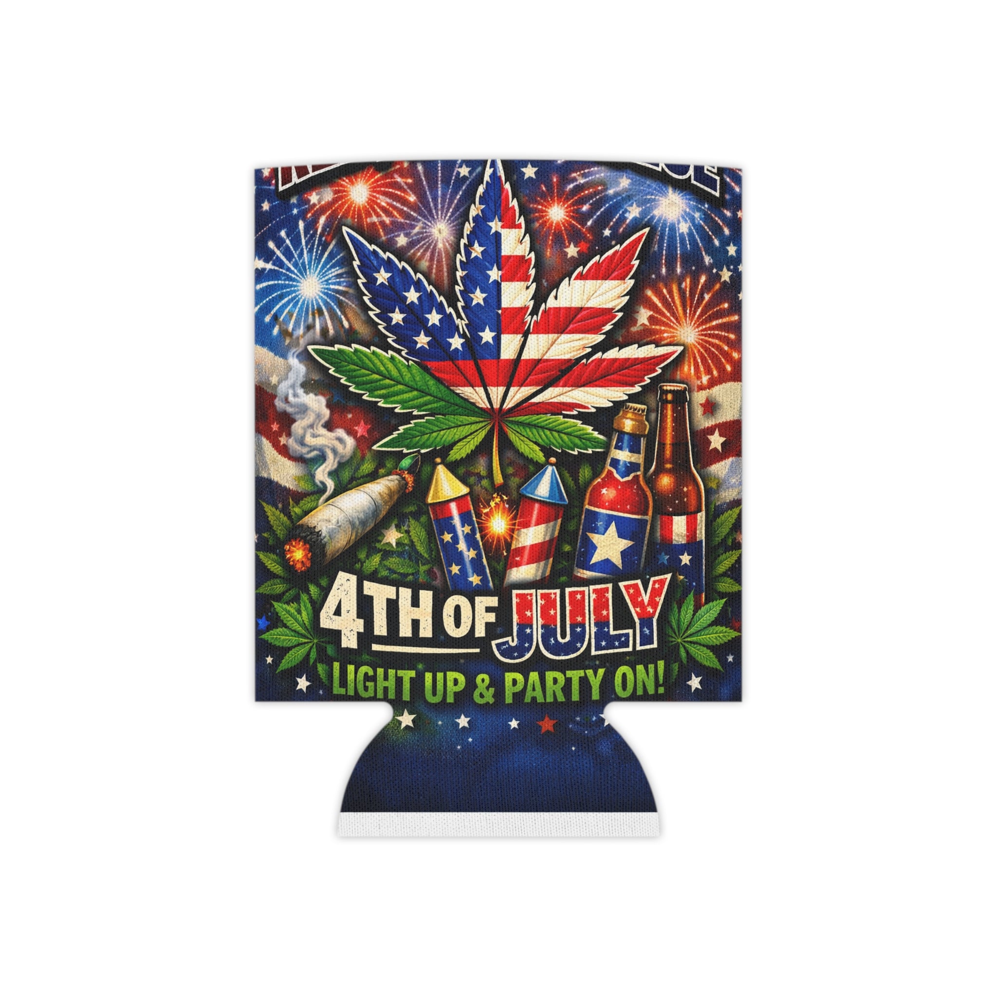 4th of July + 420 Can Cooler — Patriotic Cannabis Beverage Insulator